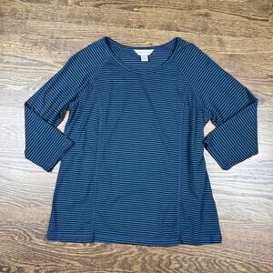 Christopher Banks Shirt Womens Medium Striped 3/4 Sleeve Stretch Top